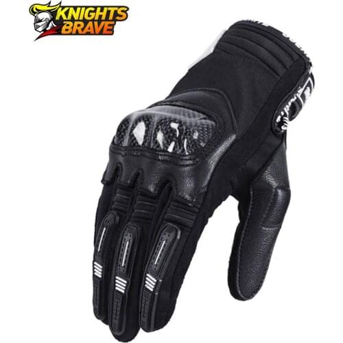 Motorcycle Gloves Breathable Moto Racing Gloves Full Finger Carbon Fiber Shell Guantes Moto Men Motorbike Guantes Luvas Black