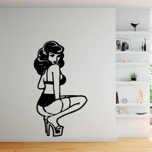 Cartoon sexy woman Vinyl Kitchen Wall Stickers Wallpaper For Kids Rooms Decoration Wall Art MURAL Drop Shipping