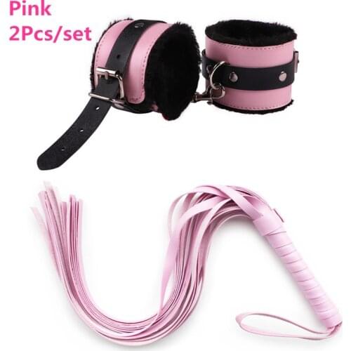 Slave Bondage Set of Leather Handcuffs Rope Body Slap Strap Spanking Beat Tassel Whip for Bdsm Adult Game Lash Flog Tool Sex Toy