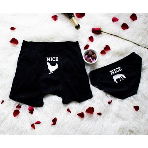 Set of Funny Underwear Set for Couples, Manly Gift, Personalized Boxers for Men, 2nd Anniversary Gift, Novelty Underwear Women