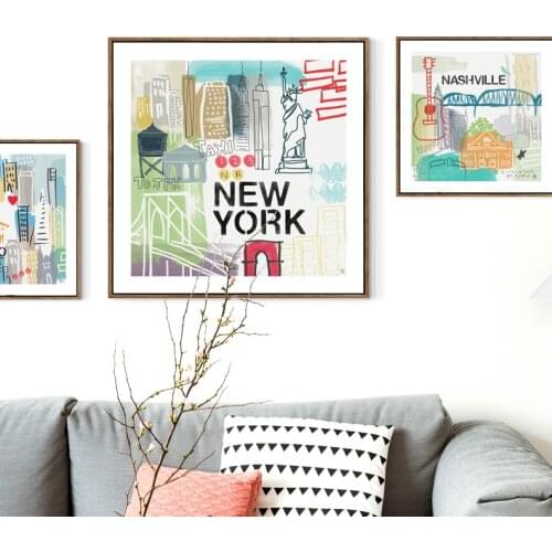 New York Paris London Rome City Landscape Wall Art Canvas Painting Nordic Posters And Prints Wall Pictures Baby Kids Room Decor