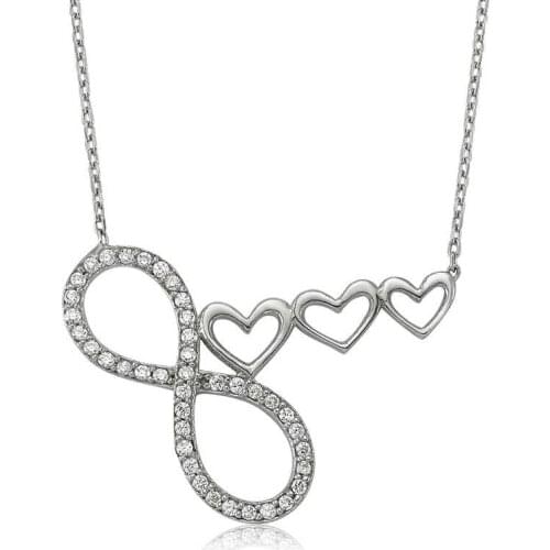 Real Silver 925 Jewelry Silver Infinity Heart Woman Necklace