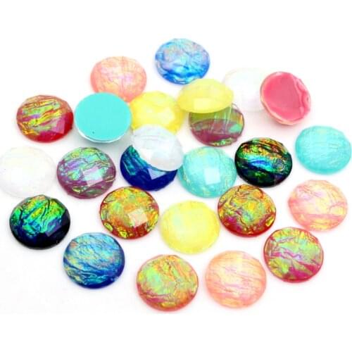New Fashion 40pcs 12mm Mix Colors Tangent plane Built-in metal foil Flat back Resin Cabochons Cameo