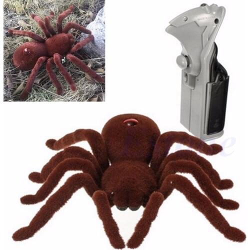 New Scary Remote Control Creepy Soft Plush Spider Infrared RC Toy Kid Gift