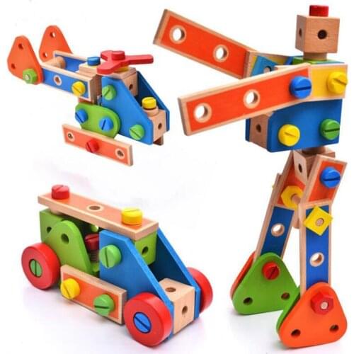 New Kids Wooden Screwing Blocks Game Assembly Disassembly Montessori Puzzle Toy Baby Educational Toys for Children For Gift