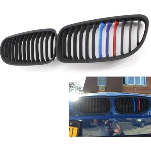Front Matte Black M-Color Grille Grilles for BMW E90 2009-2011