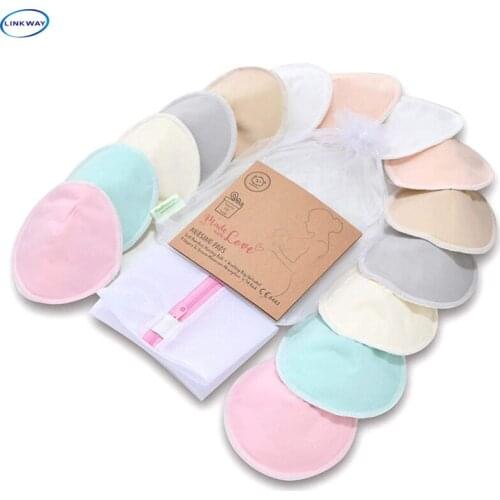 Organic Bamboo Nursing Breast Pad-14 Washable Breast Pads+Washing Bag-Maternity Nursing Breast Pad-Reusable,4.3"
