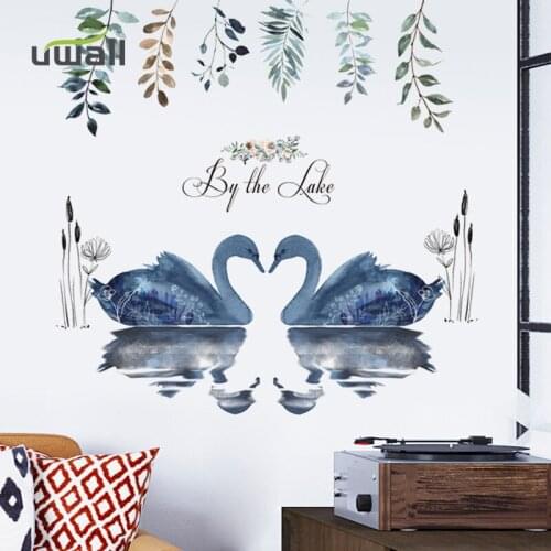 PVC Creative Swan Wall Stickers Home Decor Living Room Bedroom Background Wall Decoration Self Adhesive Room Decor Sticker