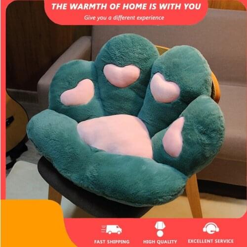 Cute Bear Paw Back Pillows Animal Armchair Child Cushion Home Sofa cojines para sillas Winter Decor Kid Gift Plush Chair Mat