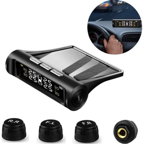 TPMS Car Tire Pressure Monitoring System Solar Power Digital TMPS LCD Display USB Auto Security Alarm Tire Pressure Sensor 1 Set