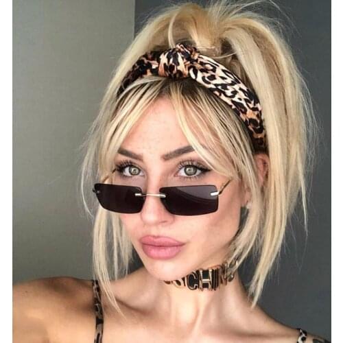 Brand Fashion Rimless Sunglasses Women Personlity Vintage Instagram Red Black Rectangular Sun Glasses UV400 Ladies Eyewear