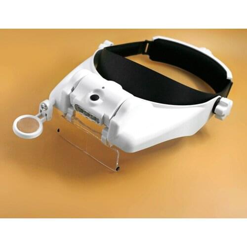 Headband Repairing Magnifier 1.5X 2.0X 2.5X 3.0x 3.5x Helmet Glasses Magnifying Glass with Interchangeable Lens LED Light Loupe