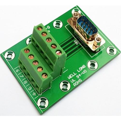 D-SUB DB9 Male Header Breakout Board, Terminal Block, Connector