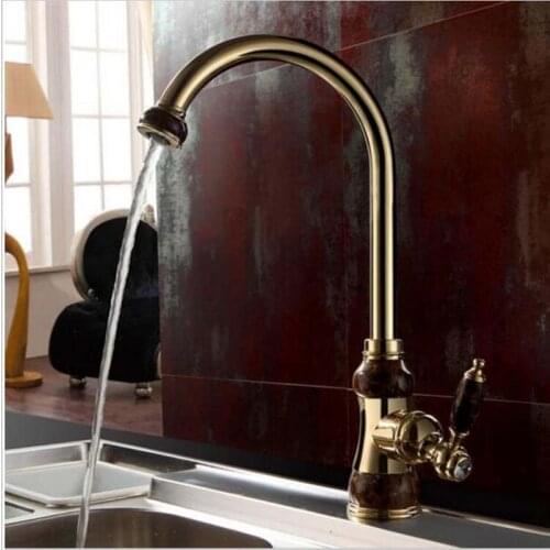 Vidric kitchen Faucet Brass torneira cozinha with Marble, basin faucet/single handle Gold finish, sink hot and cold mixers taps