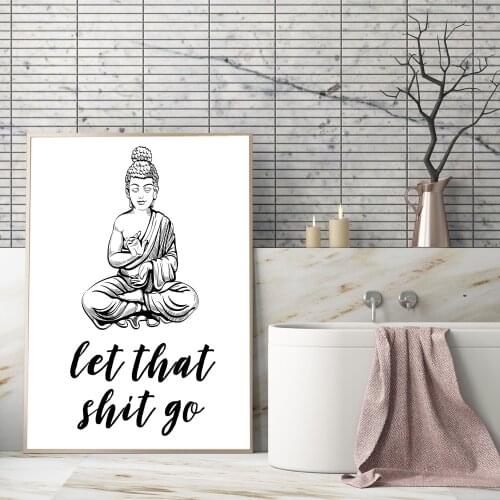 Funny Bathroom Sign Canvas Painting Posters And Prints Let that Shit Go Quote Bathroom Art for Men Wall Pictures Bathroom Decor