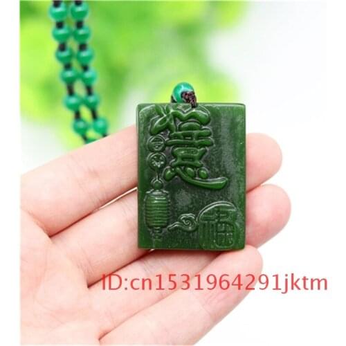 Women Jewelry for Lucky Jade Charm Hand Amulet Pendant Carved Men Chinese Fashion Jadeite Necklace Natural Gifts Green