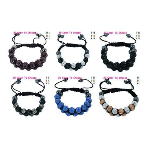 Women men stone+Free Shipping+Gift.10mm 6Pcs/Lot Disco Ball Bead double Row Fasion crystal Bracelet For rg42