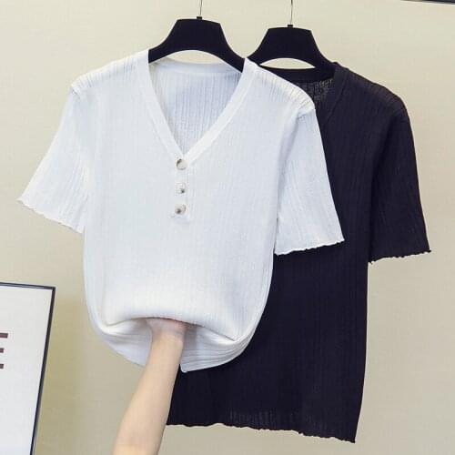 Plus Big Size Summer Short Sleeve solid Pullover Women Sweater Knitted 2021 Sweaters Tops Korean Pull Femme Jumper Female