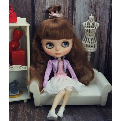 1SET Fashion Doll Clothes For Blythe Doll Outfits Purple Coat Pink White Dress For Blyth Doll 1/6 Dolls Accessories Toy
