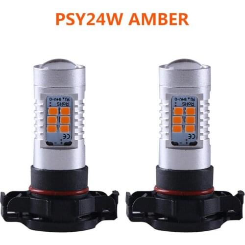 2Pcs NEW 24W PSY24W HIGH POWER 2835 CHIPS LED AMBER INDICATOR BULBS For BMW & OTHER CARS CANBUS FREE ERROR