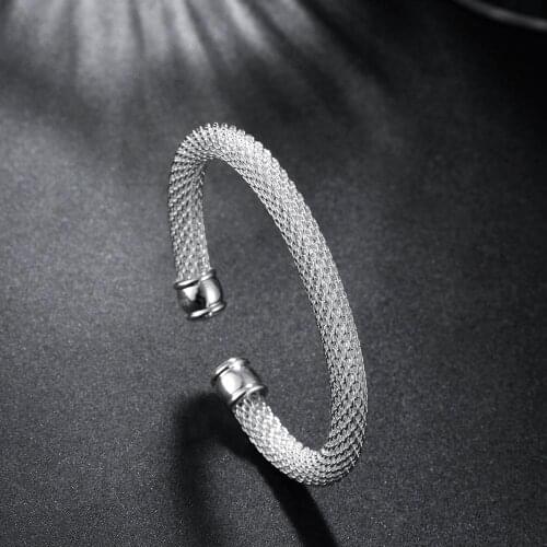 High quality 925 Sterling Silver fine cuff bangles adjustable bracelets for women Christmas gifts Fashion Party wedding Jewelry