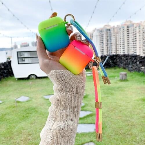 For Airpods Case Neon Gradient Soft Rainbow String Braclet Cover For Air pods Airpods Pro Neon Touch Skin Soft Silicone Case Tpu