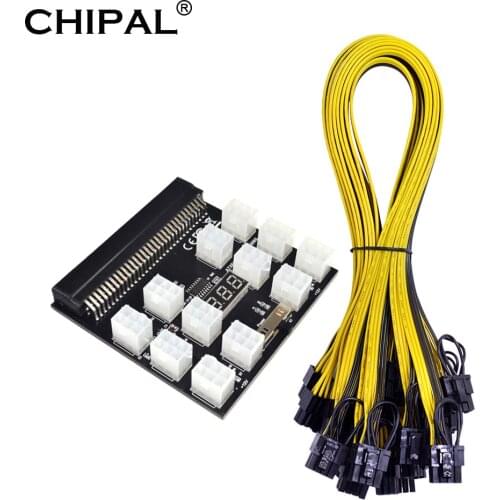CHIPAL With 17pcs/12pcs 70CM 18AWG 6Pin to 8Pin Cable Power Breakout Board Power Module Kits for HP 750W 1200W PSU Video Card
