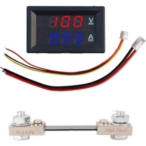 Digital Voltmeter Ammeter 0-100V 10A 50A 100A Shunt LED Car Motocycle Voltage Current Power Meter Volt Detector Tester Monitor