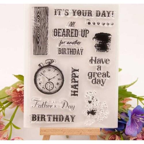 Fathers Day Birthday Silicone Clear Transparent Stamps DIY Scrapbooking Craft