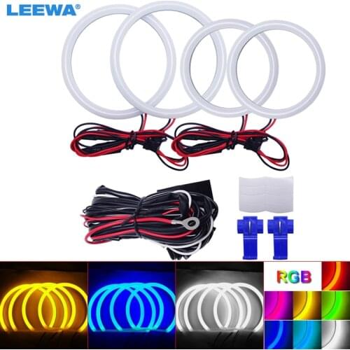LEEWA 2X90mm 2X110mm Car Auto Halo Rings Cotton Lights SMD LED Angel Eyes for Opel ASTRA H (04-08) Car Styling White/Blue #1201
