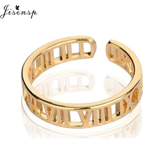 Jisensp Korean Fashion Opening Rings for Women Couples Vintage Creative Roman Numerals Finger Ring Birthday Jewelry Party Gift
