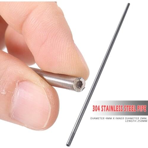 1pc New Stainless Seamless Steel Tube Capillary Round Pipe Silver 4mmx2mmx250mm Mayitr For Hardware Accessories