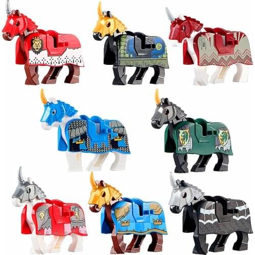 1PC MOC War Horses Building Blocks Accessories Royal Knight Horses Bricks Parts Children Toys Gifts Juguetes Ninos over 3 Years
