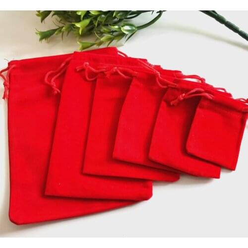 Red Velvet Pouch Flannel Jewelry Bag Drawstring Bag Packaging Gift Bags Jewelry Bag Wholesale Wedding Birthday Party Supplies
