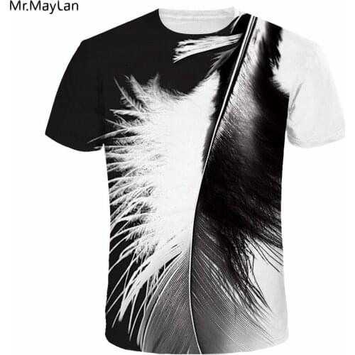 Cool 3D Print Feather T-shirt Men/Women Hiphop Short Sleeve O-neck White Tee T shirt Hipster Boy Fashion Tshirt Clothes Harajuku