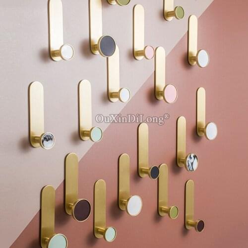 10PCS Brass + Cow Leather Robe Hooks Coat Handbag Hanger Entrance Wall Organizer Hangers Clothes Hat Scarf Hangers No Drilling