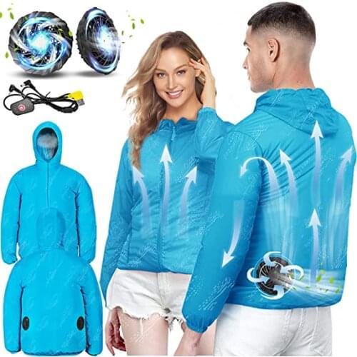 Summer Sport Fan Air Condition Cool Man Woman Travel Ultralight Brand Outdoor Vest Clothes Jacket Sun Windbreaker Fishing Work