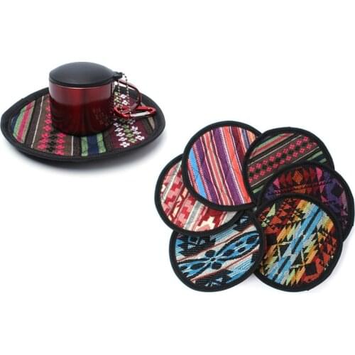 Small outdoor tea cup mat retro-national wind circular pot heat insulation anti-skid table