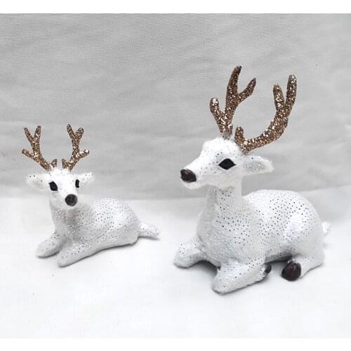 Simulation Animal Model Small Deer Christmas Ornaments Miniature Animal Prop Home Desk Decoration Cute Deer Statue Kid Gift
