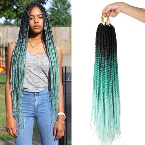Natifah Hair Extensions Synthetic Braiding Crochet Box Braids 24Inch 100g Ombre Afro High Temperature Fiber Pre Stretched Hair