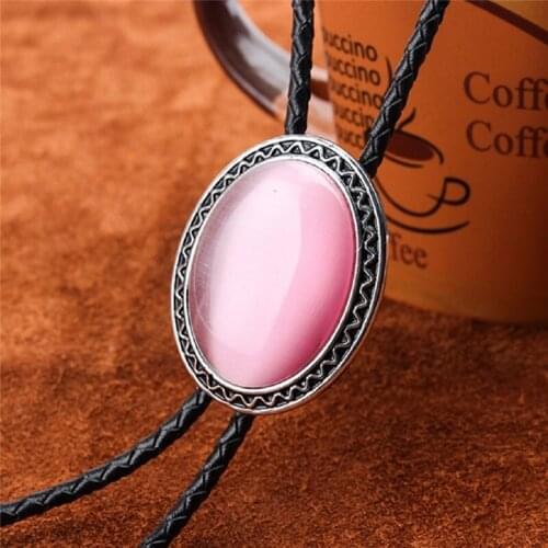 Original Western Cowboy Celtic Knot Bow Bolo Tie Silp Clip PU Leather Rope Mens Fashion Jewelry