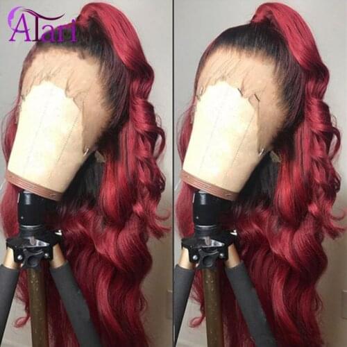 Transparent Lace Frontal Wigs 1B Red 99J/Burgundy Wig13x6 Lace Front Human Hair Wigs Peruvian Virgin Hair Body Wave Lace Wigs