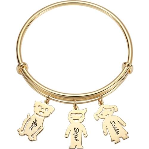 Adjustable Kids Custom Bracelet For Children Boy Girl Cat Dog Name Pendant Charm Bracelet Jewelry Gift Accessories