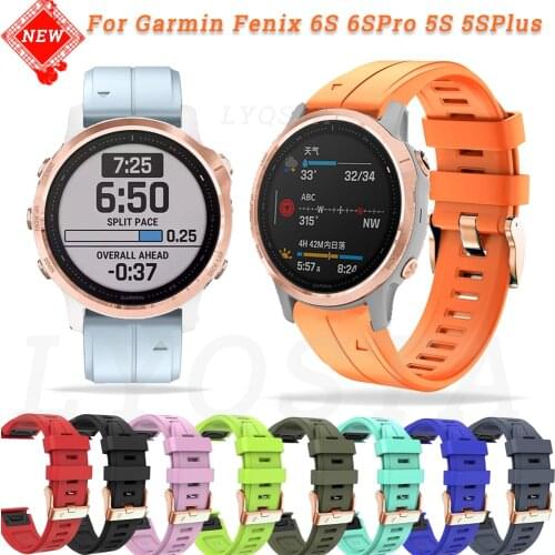 20mm Quick Release Watchband For Garmin Fenix 6X 6 6S Pro 5 5S Plus Silicone Bracelet Rose Gold Steel Buckle Easyfit Wrist Strap