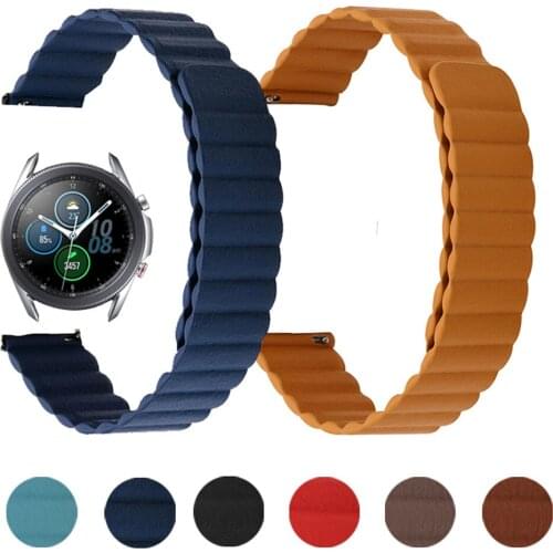 20mm 22mm Leather Wrist Strap For Samsung Galaxy Watch 3 LTE 41mm 45mm Magnetic Bracelet Active Gear Sport S3 42/46mm Belt Bands