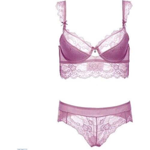 CR Sexy Lingerie Lace Bra Set A~D sexy bra set lace underwear adjustable thin cup lingerie set flank wide