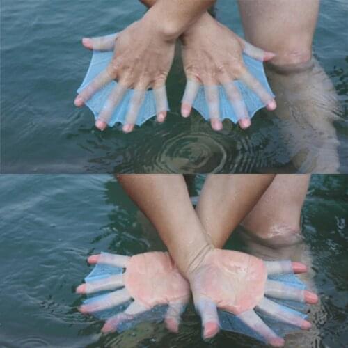 Swim Swimming Silicone Gear Fins Hand Webbed Flippers Paddle Diving Training Gloves B2Cshop