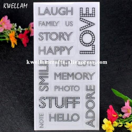 LOVE LAUGH FAMILY US STORY HAPPY Scrapbook DIY photo cards account rubber stamp clear stamp transparent stamp 11x20cm 7062218