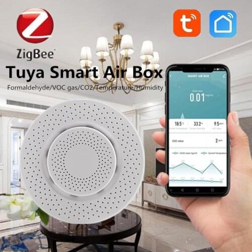 Tuya ZIGBEE 3.0 Smart Air Box Formaldehyde VOC Carbon Dioxide Temperature Humidity Sensor Automation Alarm Detector Smart Home