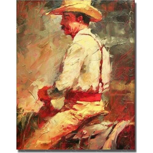 Warm Color The Man Ride Horse Paintings for Living Room Wall Abstract Oil Painting Handpainted Cheap Modern Paintings No Framed
